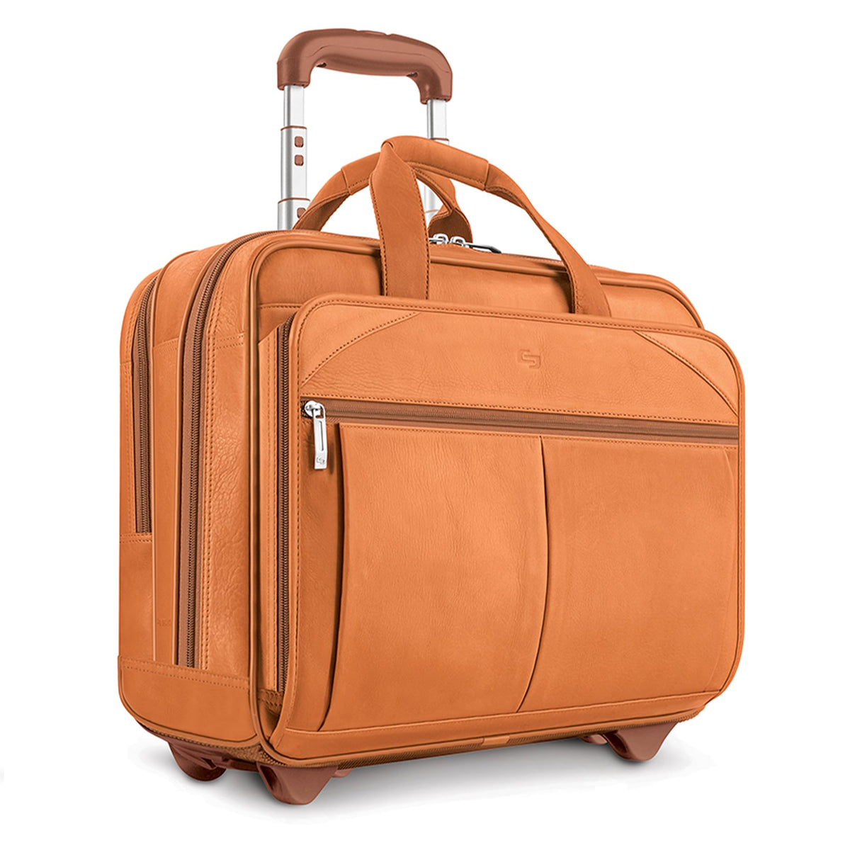 Tan Leather Rolling Case with Wheels W126510