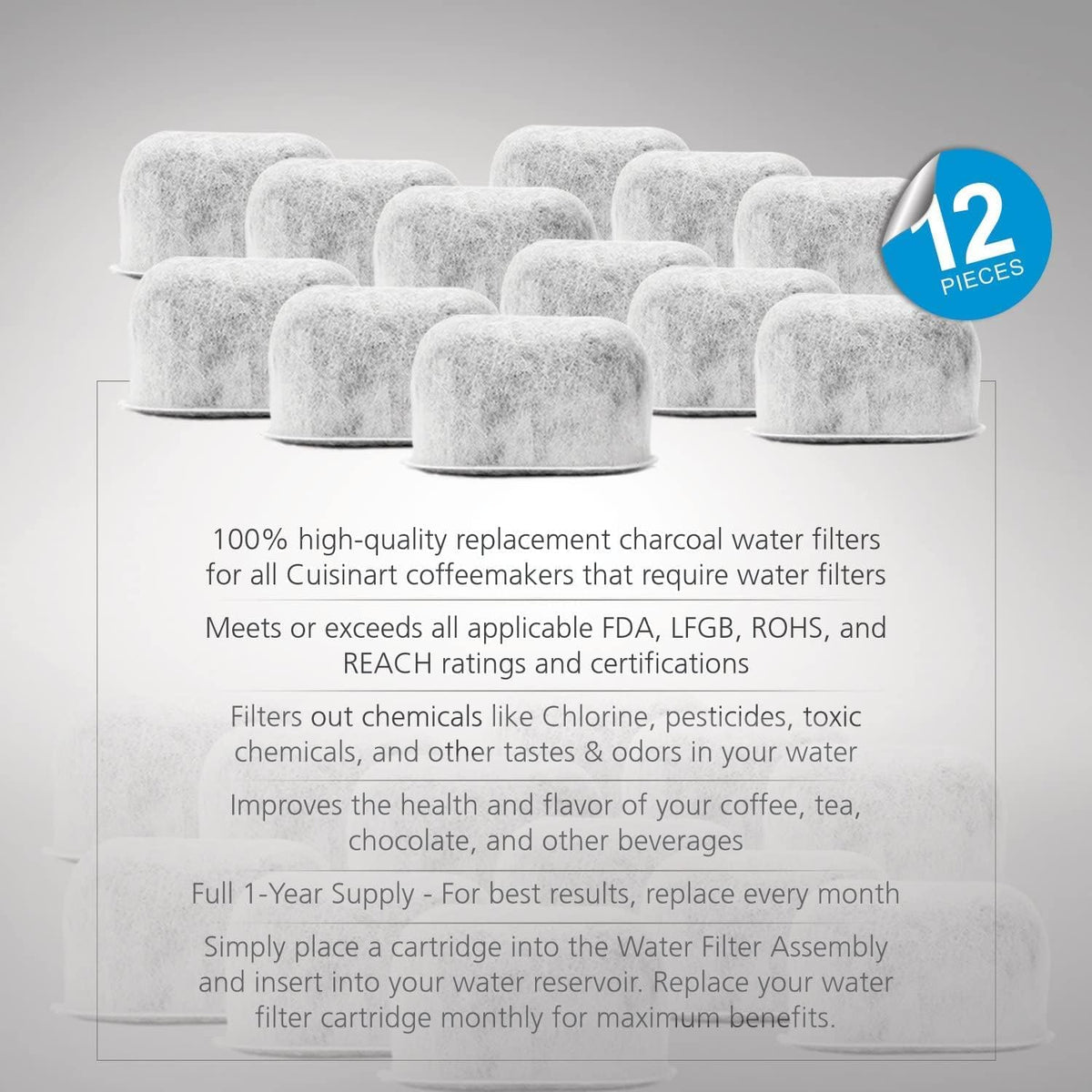 12-Pack Replacement Charcoal Water Filters M779