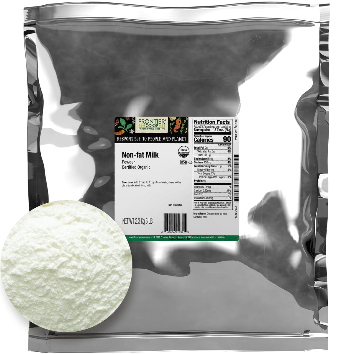 Organic Non-Fat Milk Powder 5lb Bulk Bag A61066