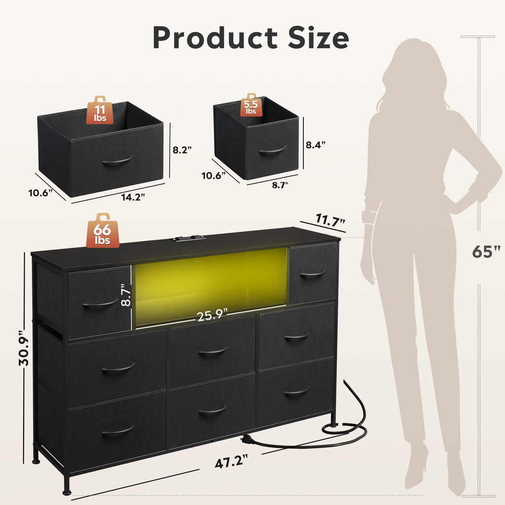 Black 8 Drawer TV Stand Q2725