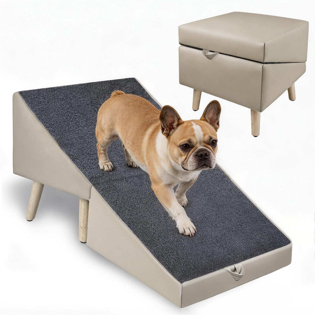 Foldable Non-Slip Wooden Dog Ramp Ottoman H763815