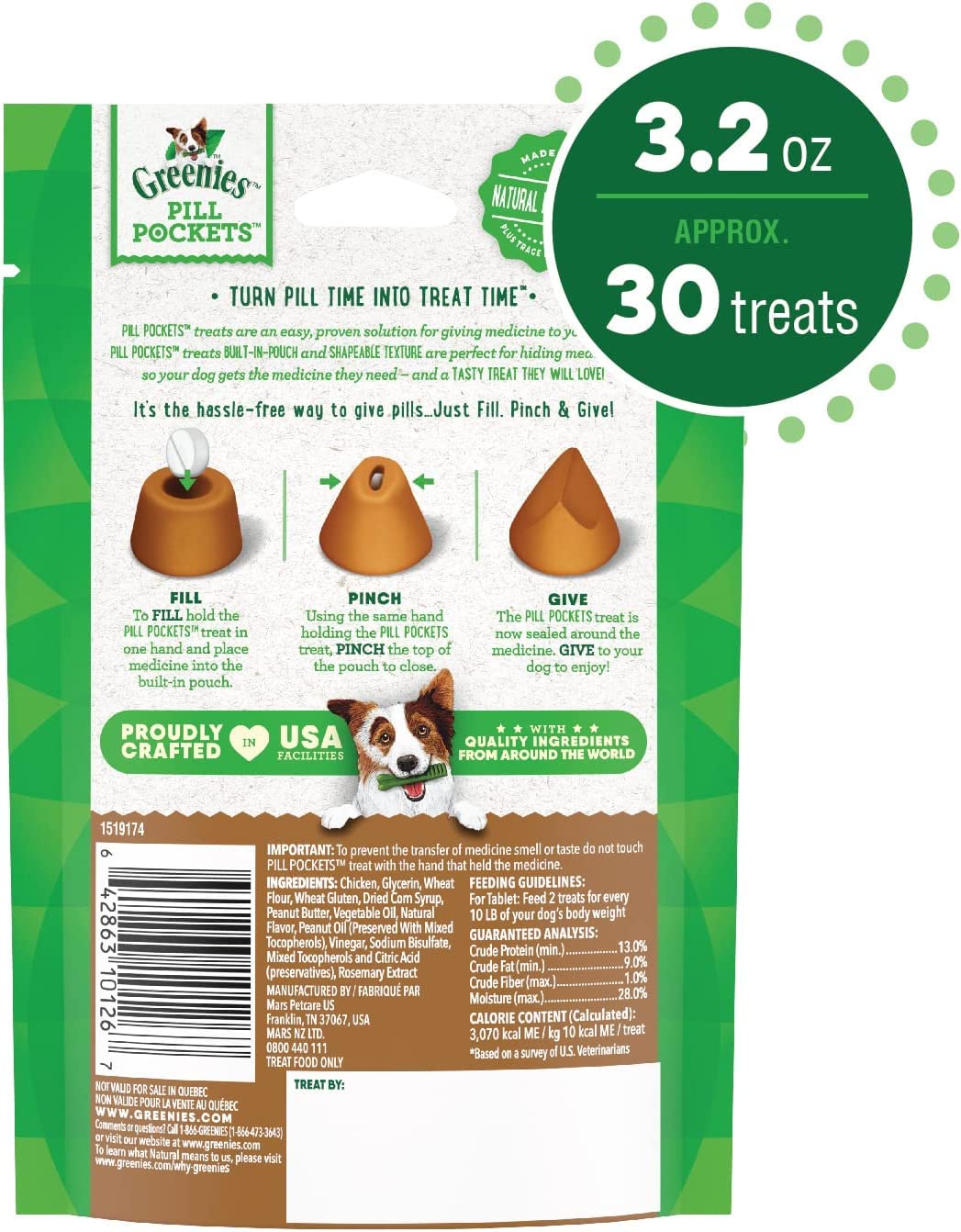 Real Peanut Butter Flavor Dog Treats 9.6 Ounces U435089