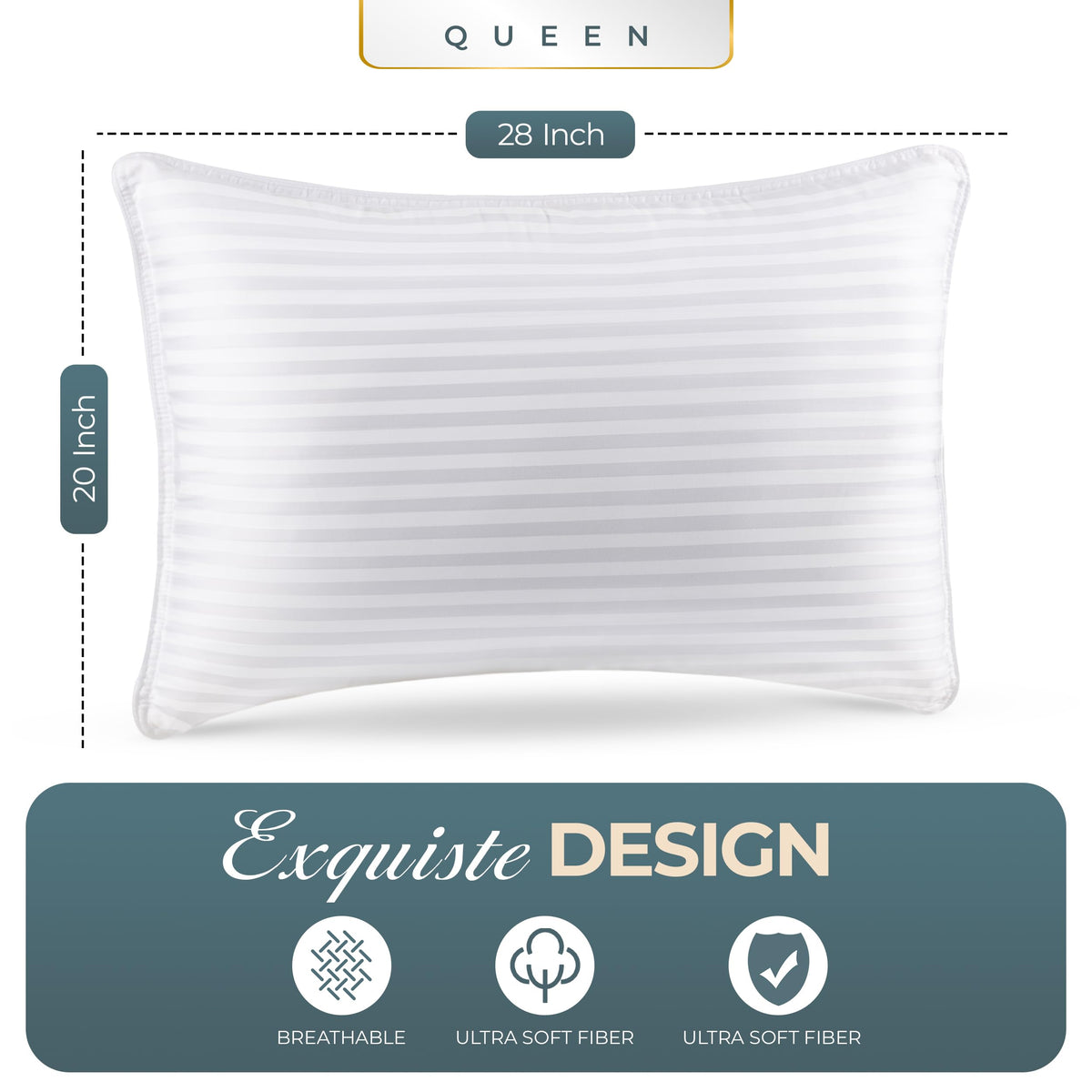 Queen Size Set of 2 Bed Pillows U1882
