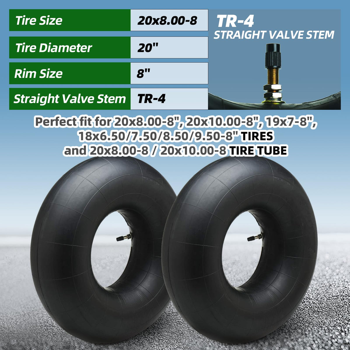 20x8.00-8 and 15x6.00-6 Inner Tubes D9882