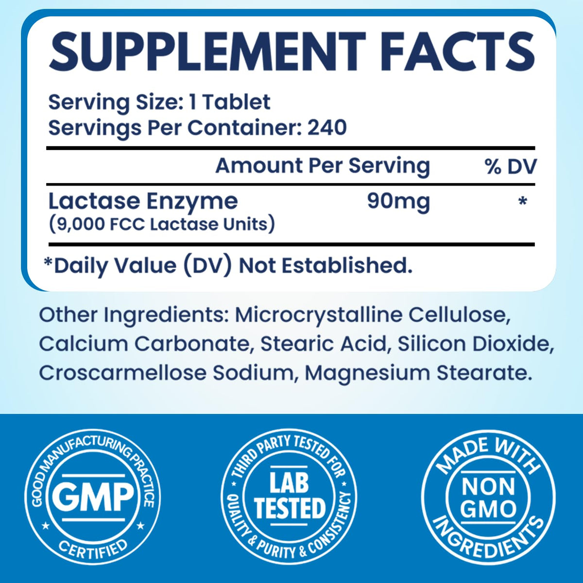 Lactase Enzyme 240 Tablets B74221