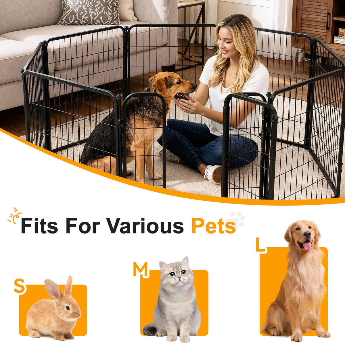 Heavy Duty 16 Panel Metal Pet Playpen Q75999