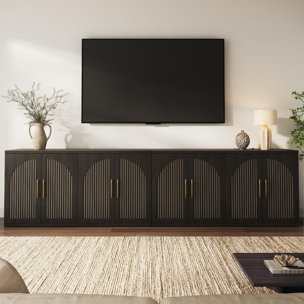 63" Black Wood Buffet Cabinet with Storage Y201