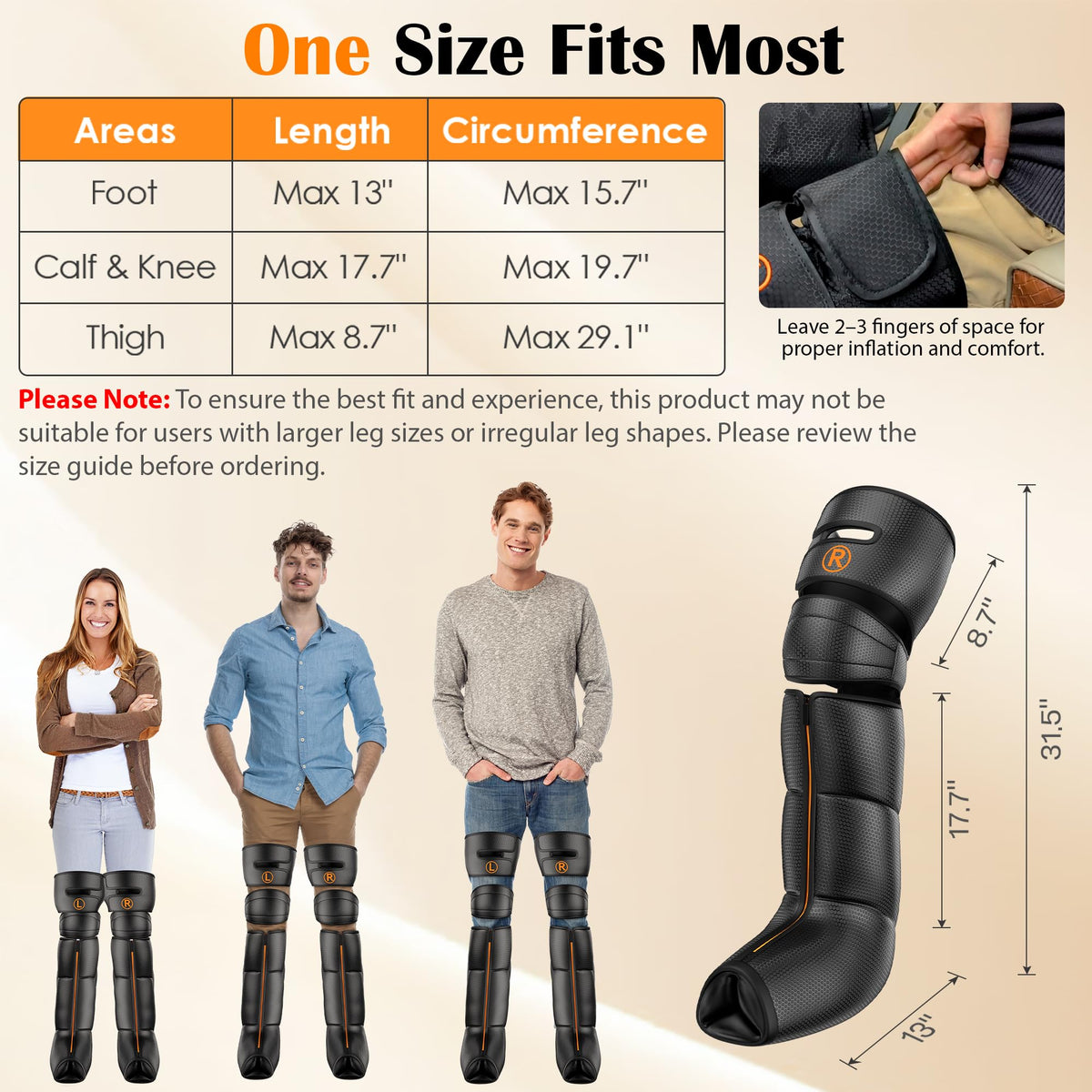 Air Compression Leg Massager with Heat, 6 Modes, 9 Intensities T730326