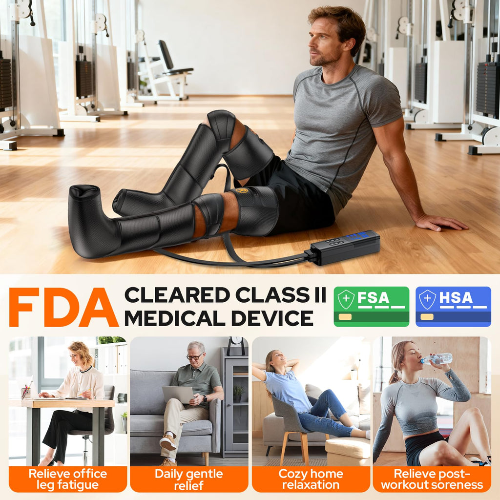 Air Compression Leg Massager with Heat, 6 Modes, 9 Intensities T730326