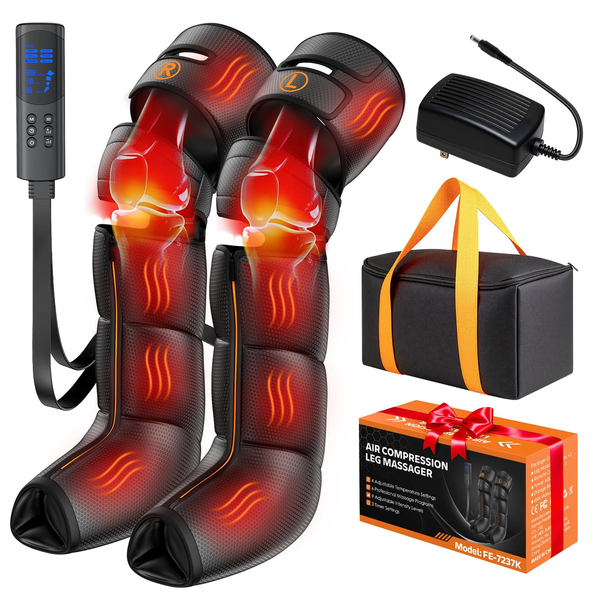 Air Compression Leg Massager with Heat, 6 Modes, 9 Intensities T730326