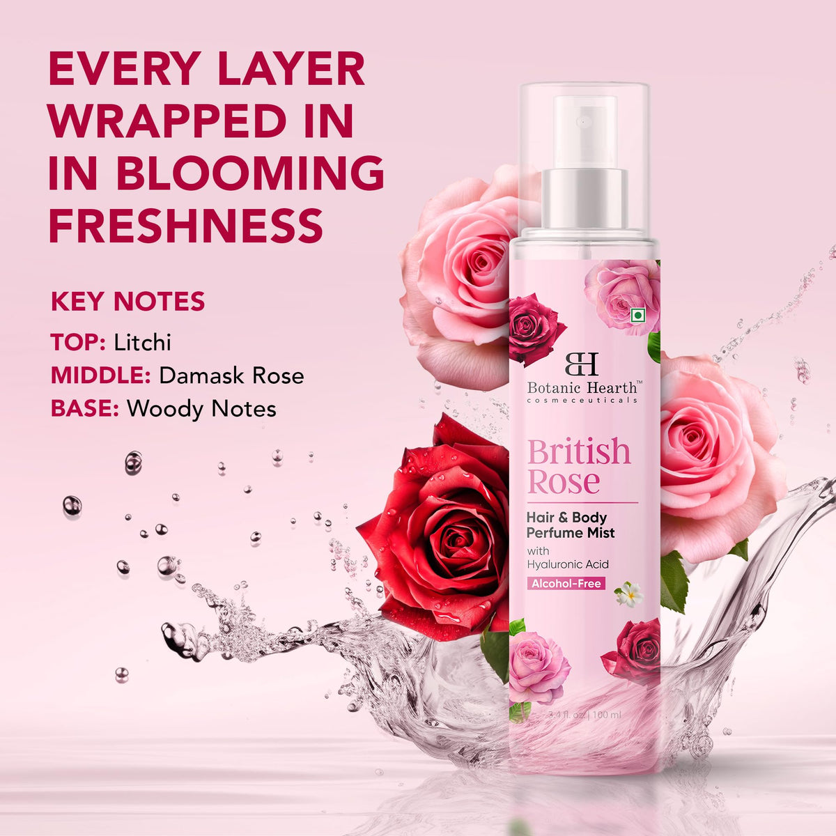 British Rose Body Spray & Hair Perfume 3.4oz T23197