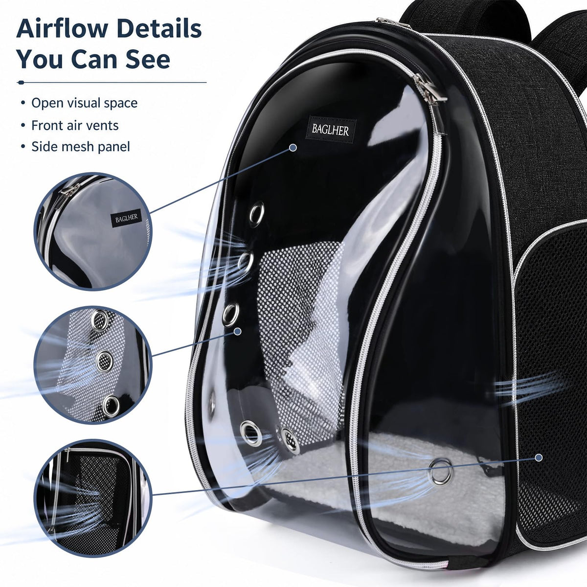 Cat Carrier Backpack Bubble 18 Lbs Black T1962
