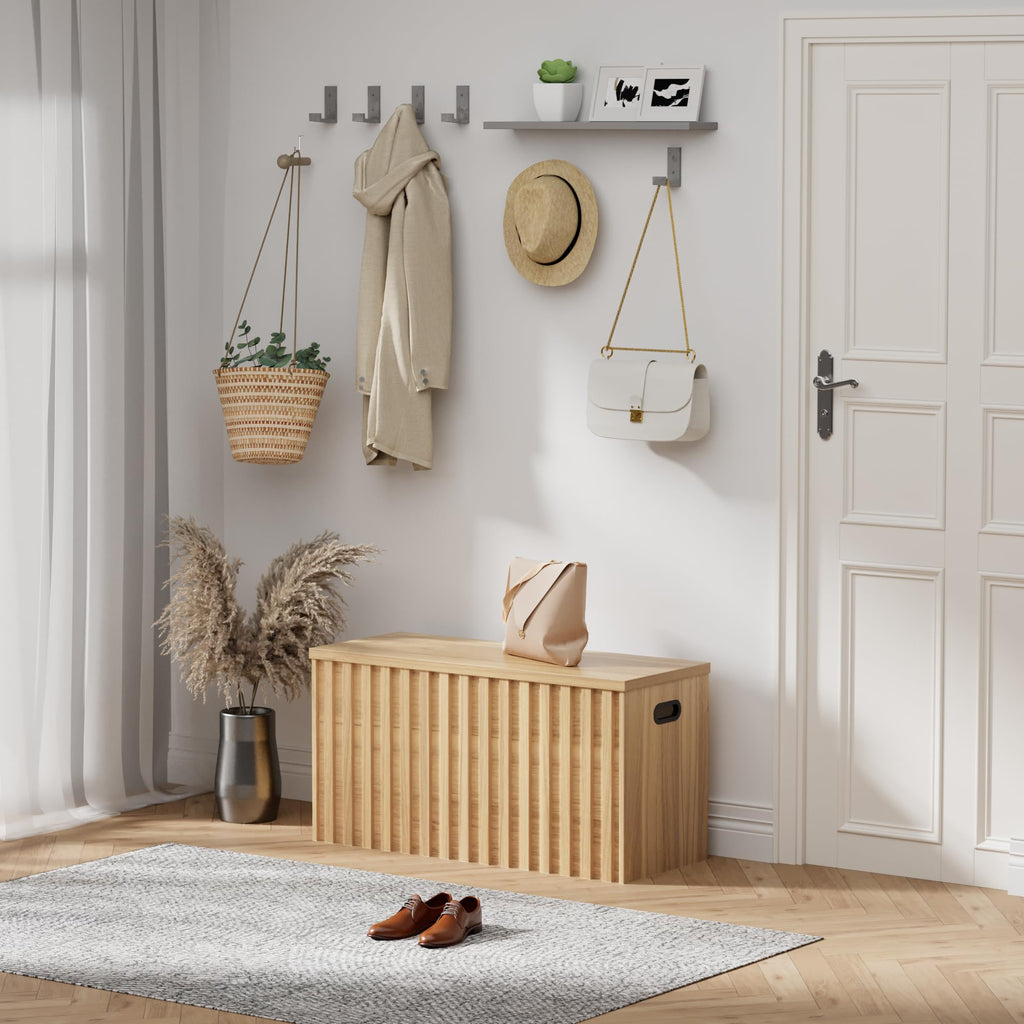 Wood Storage Bench with 2 Safety Hinges E2056