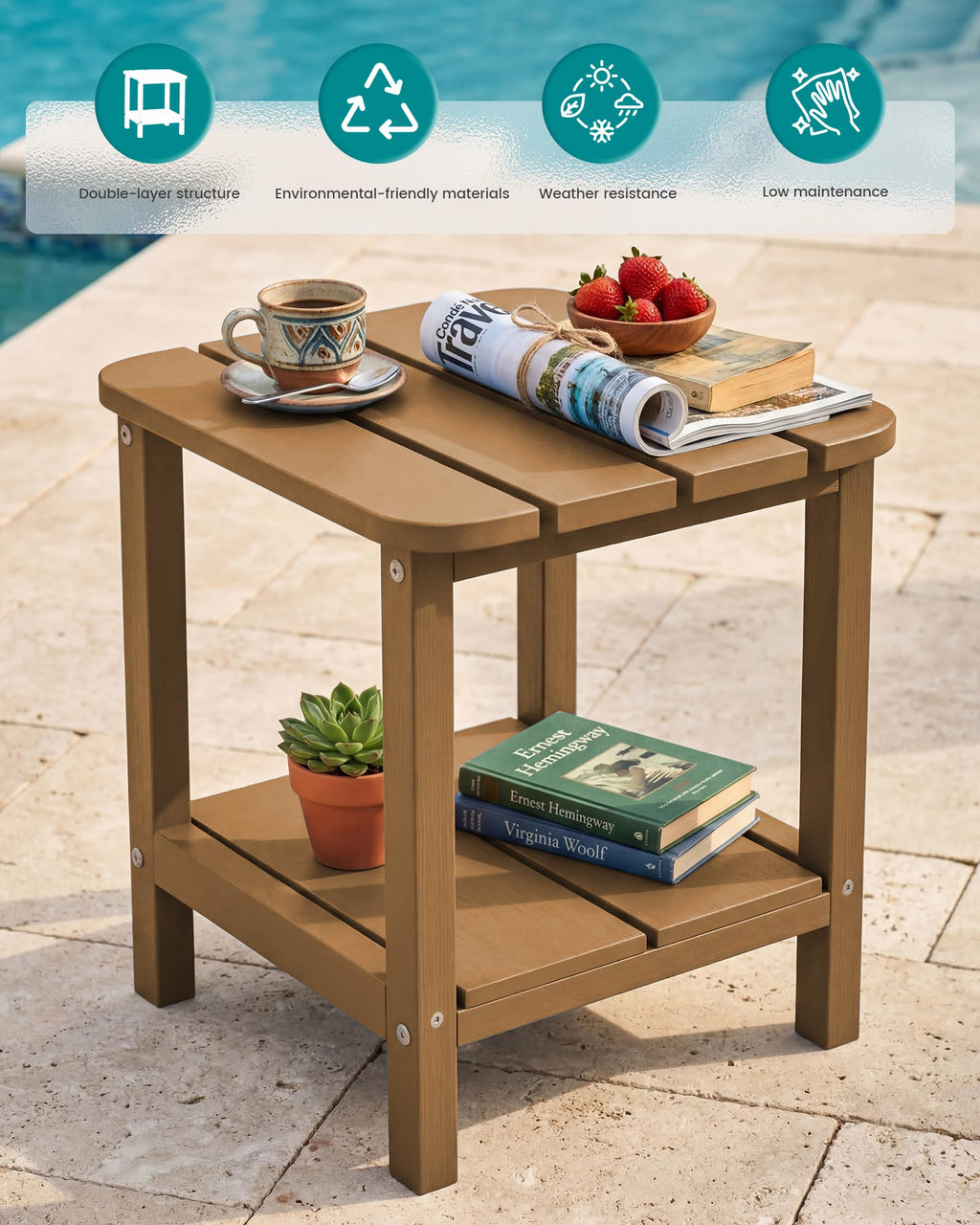 Brown Set of 2 Rectangular End Table C263624