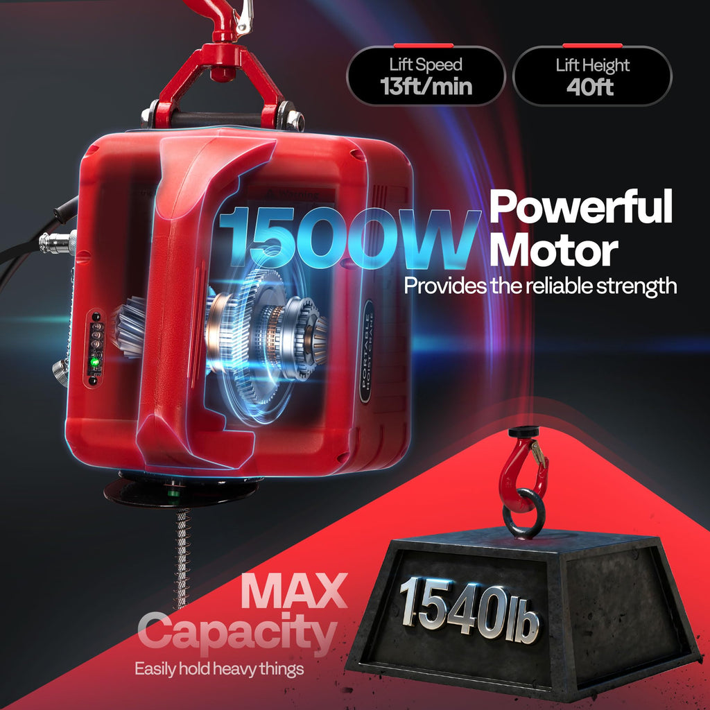 3in1 Electric Hoist Winch 1540lbs T358373