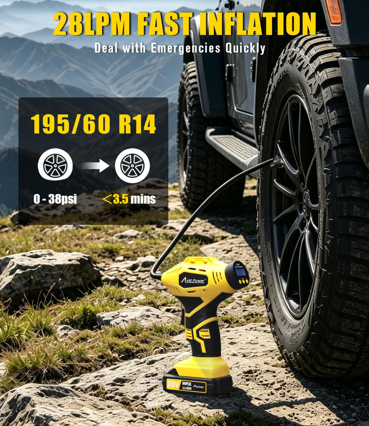 20V Cordless Tire Inflator Portable Air Compressor Q10506