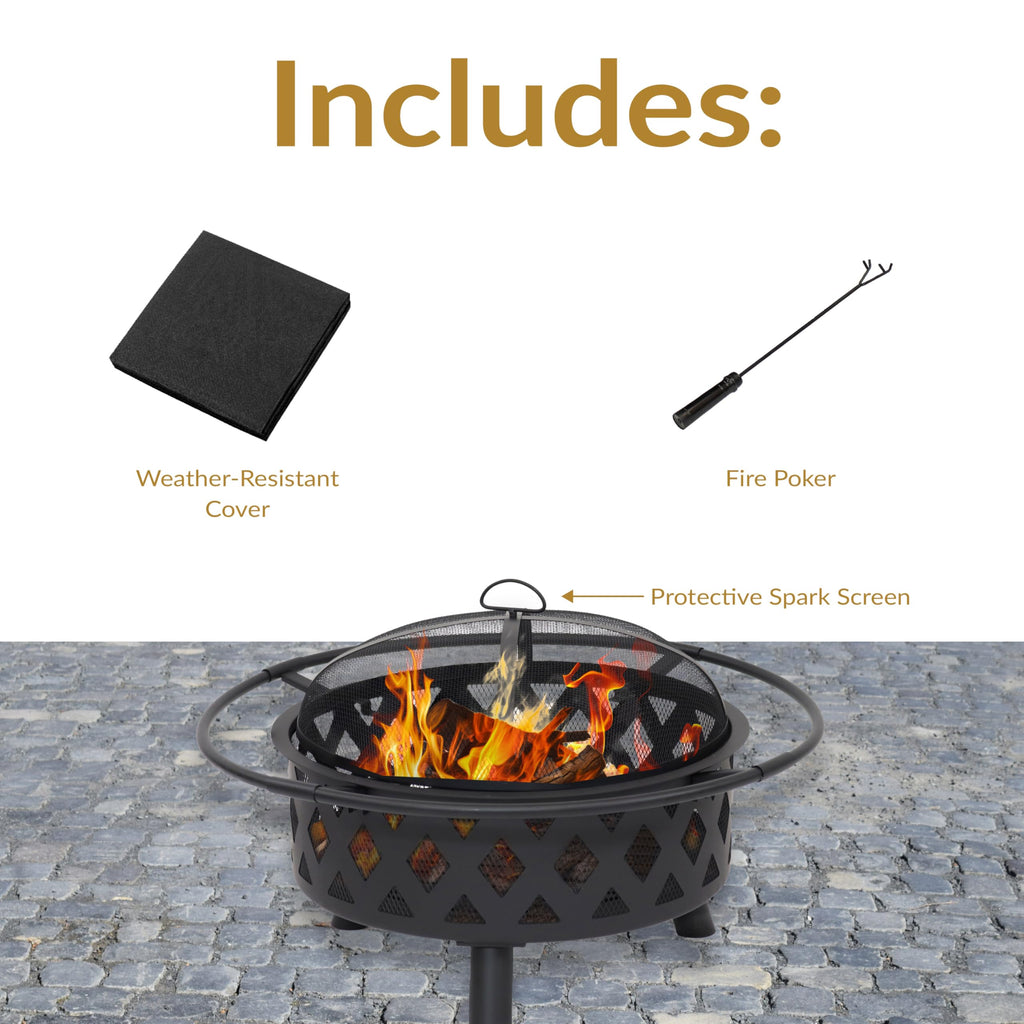 30" Round Wood Burning Outdoor Fire Pit A104