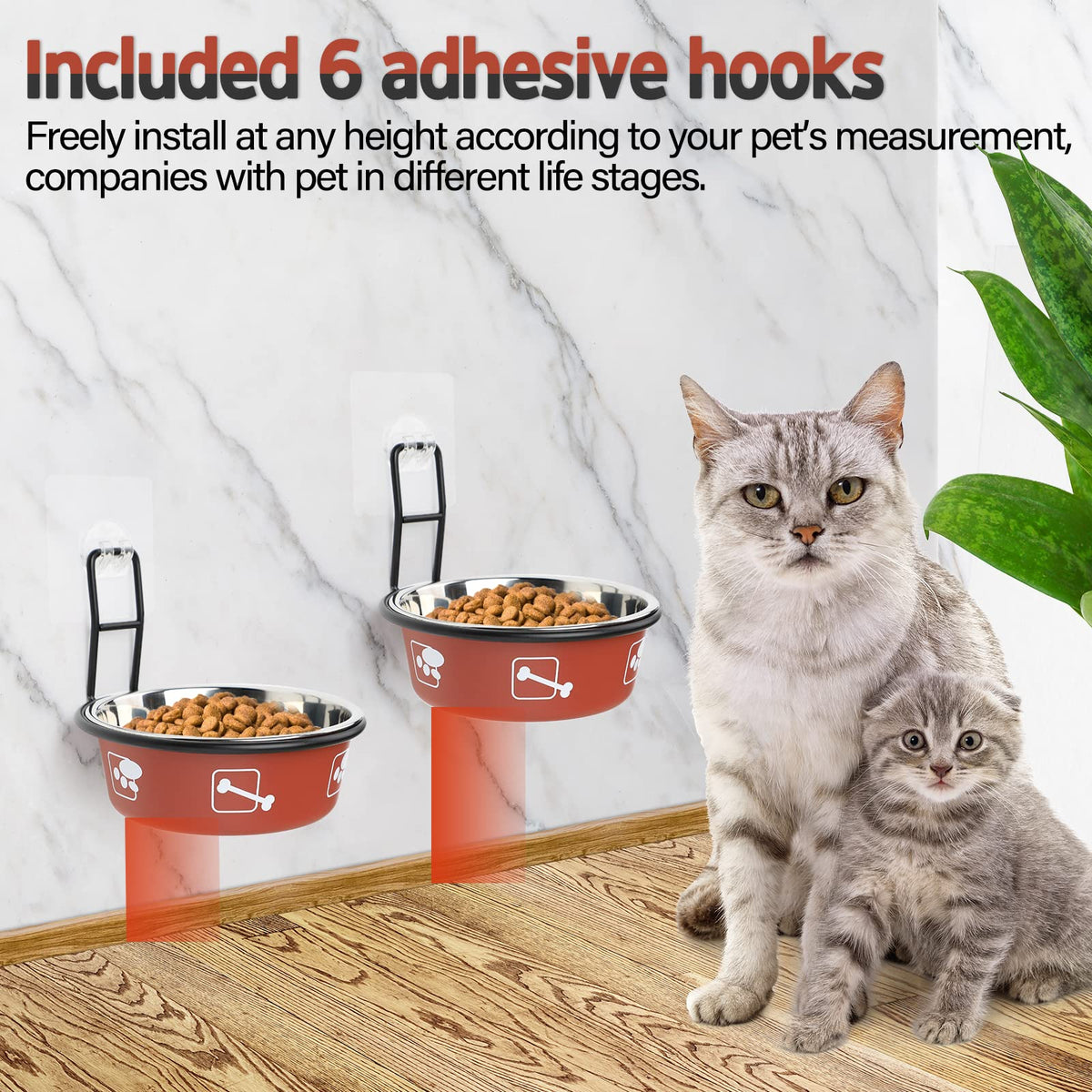 Elevated Stainless Steel Pet Bowls with Stand, 2 Packs X7693