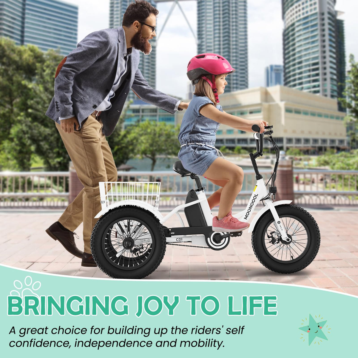 250W 16IN 3 Wheels Electric Tricycle with Removable Battery and Rear Basket U286622