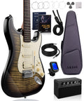 Beginner Electric Guitar Kit with 10W Amp, HSS Pickups, Gig Bag, Tuner, Strap, Picks, Black M769
