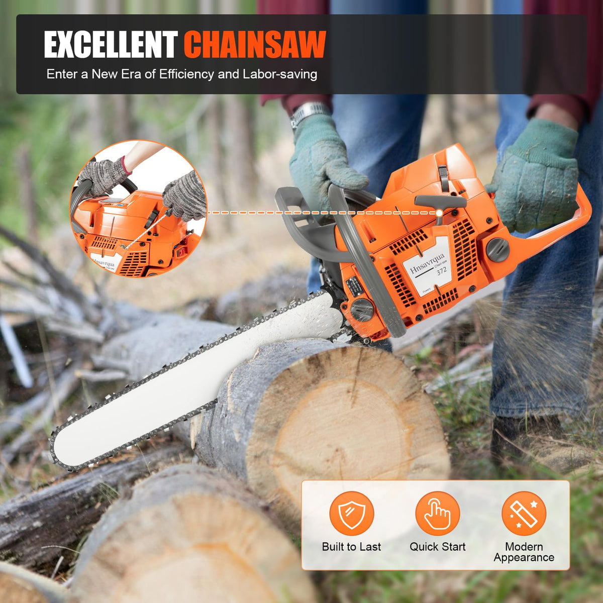 24 Inch 71.8CC 2-Stroke Gas Chainsaw Z7053
