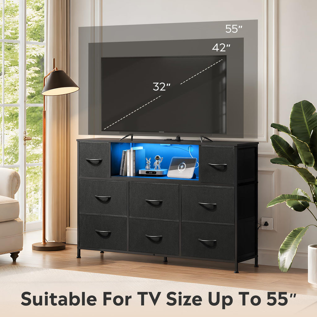 Black 8 Drawer TV Stand Q2725