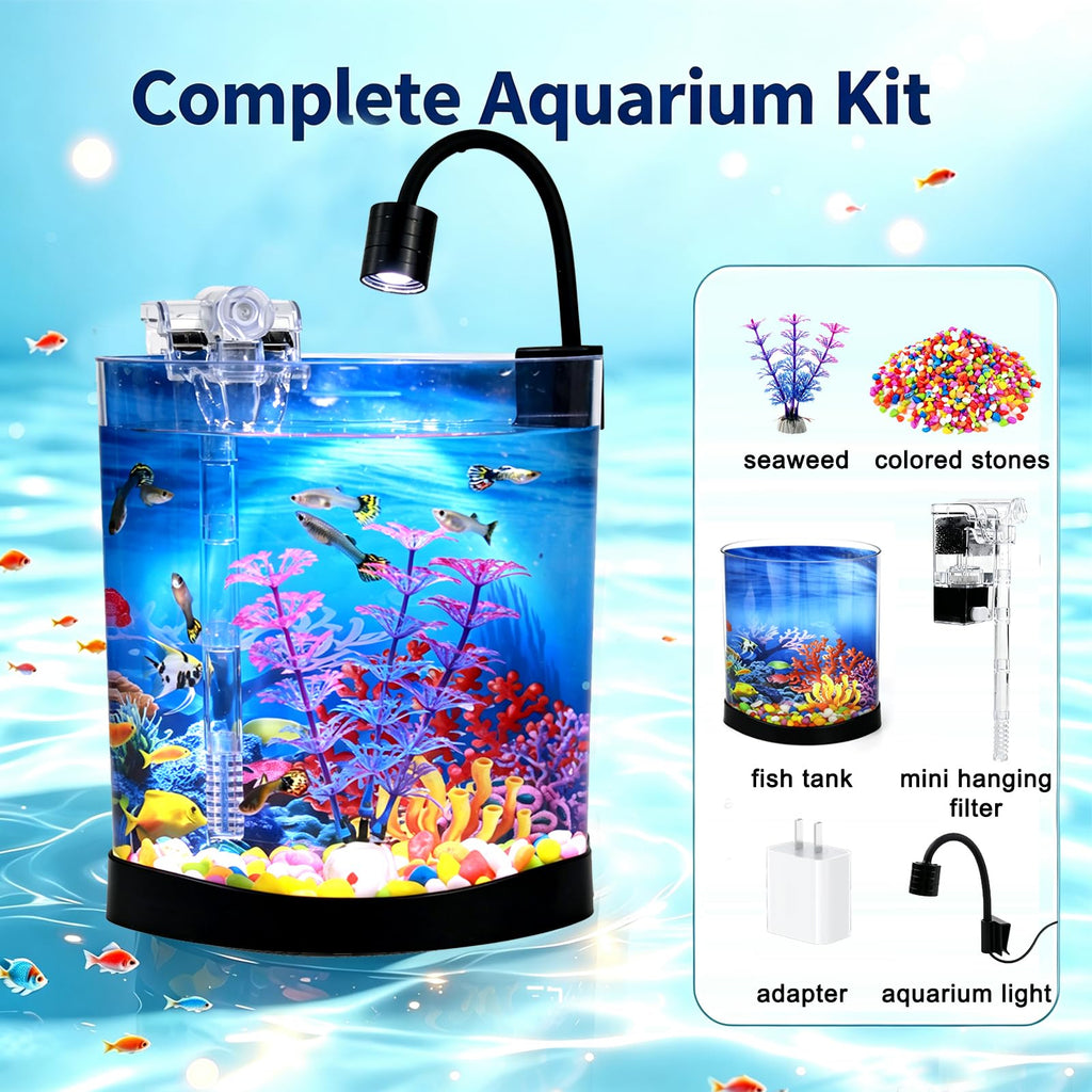 1 Gallon Half Moon Fish Tank Y9047