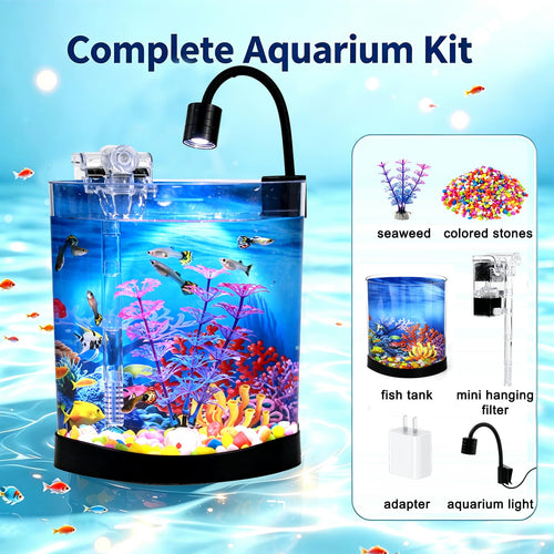 1 Gallon Half Moon Fish Tank Y9047