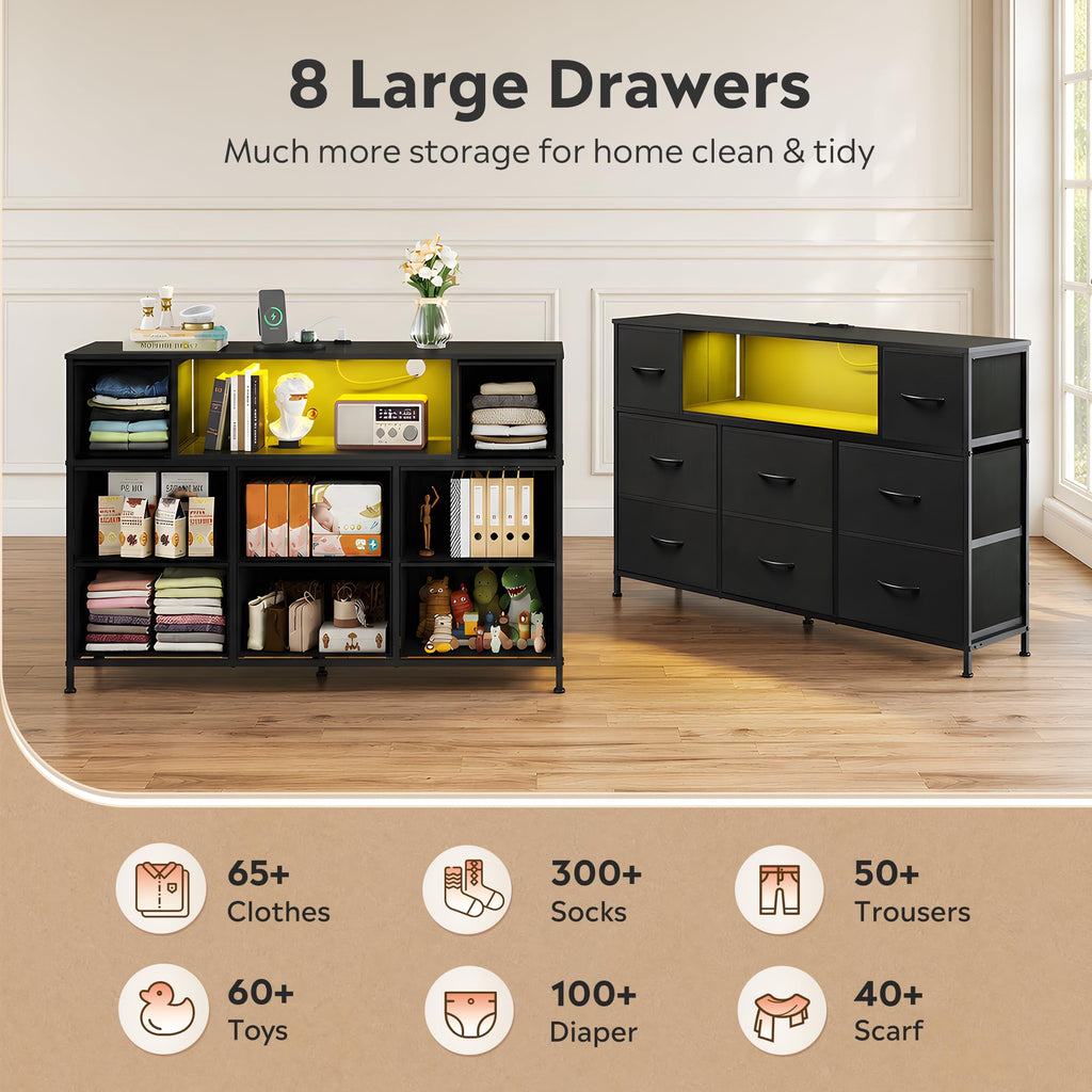 Black 8 Drawer TV Stand Q2725