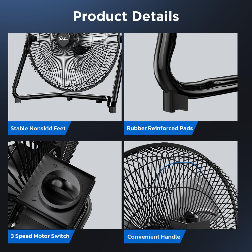 20 Inch 3-Speed Metal Industrial Floor Fans 2-Pack S95472