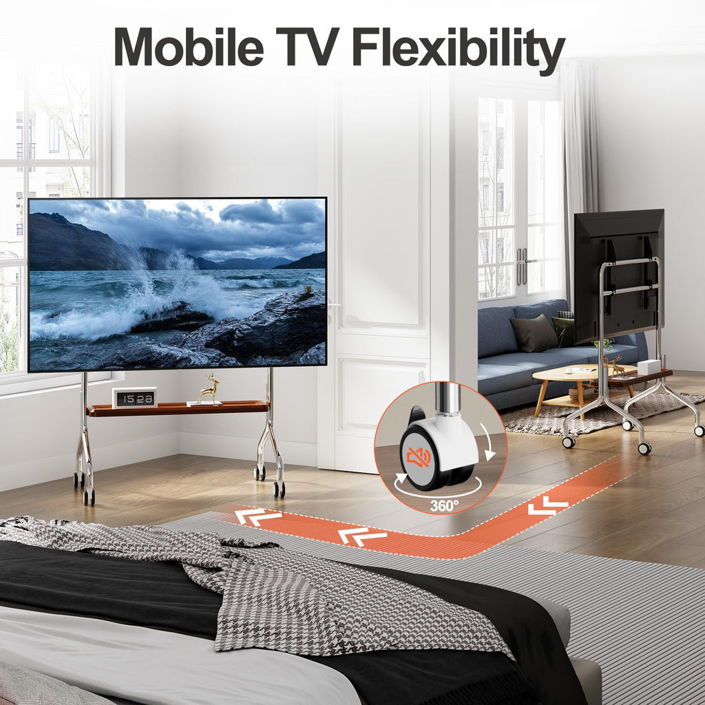 Rolling TV Stand for 32-75" TVs with Shelf M1160