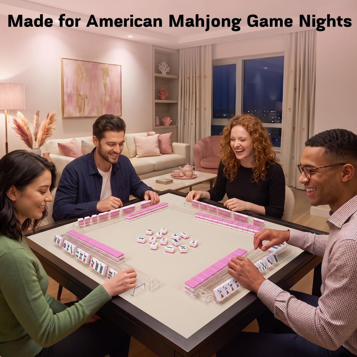 Clear Acrylic Mahjong Racks with Pushers Set of 4 J916675