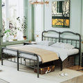 Queen Size Black Metal Platform Bed Frame with Headboard U9680