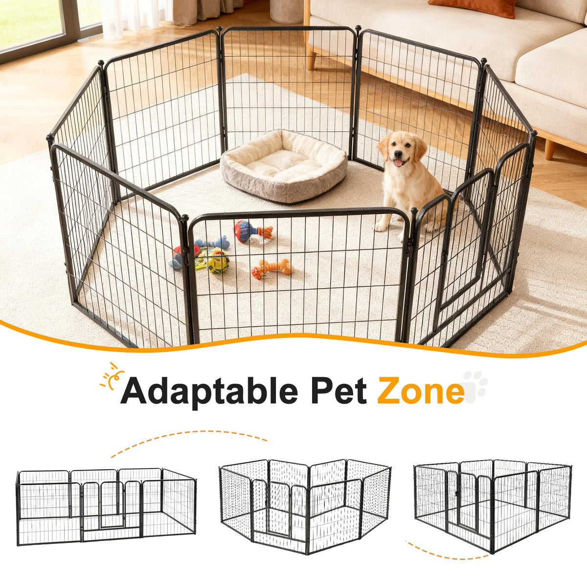 Heavy Duty 16 Panel Metal Pet Playpen Q75999
