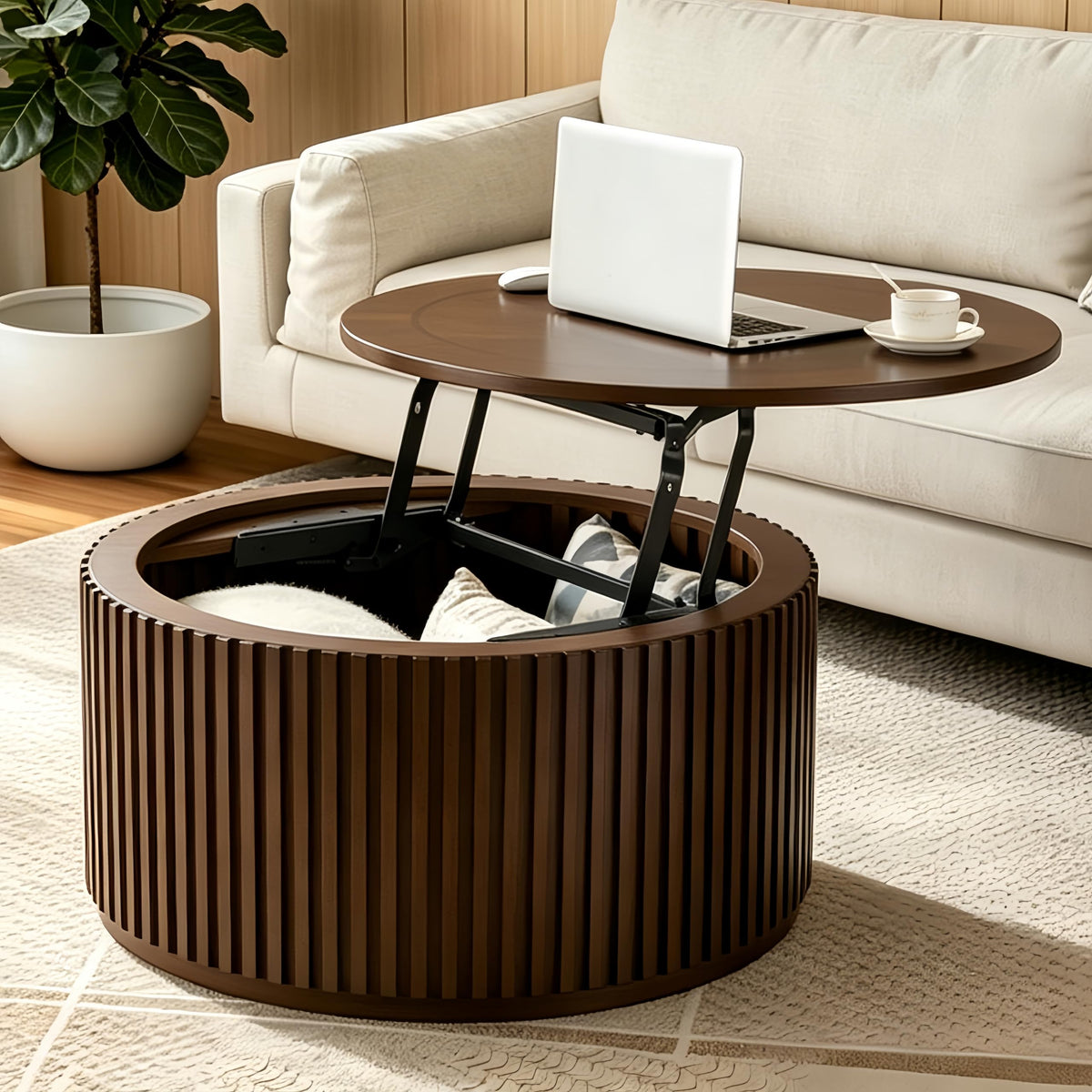 Round Lift Top Coffee Table with Storage E77404