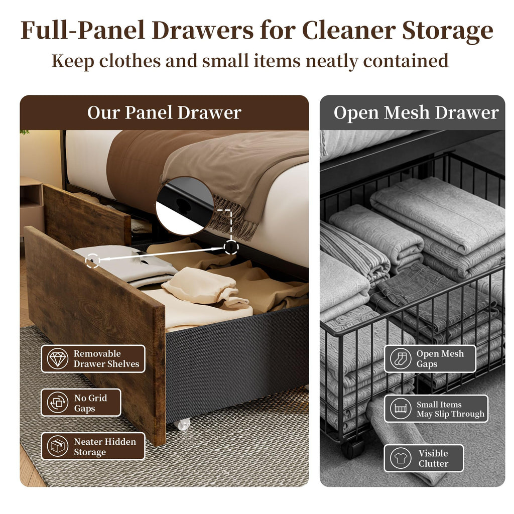 Full Bed Frame with 4 Storage Drawers H5987