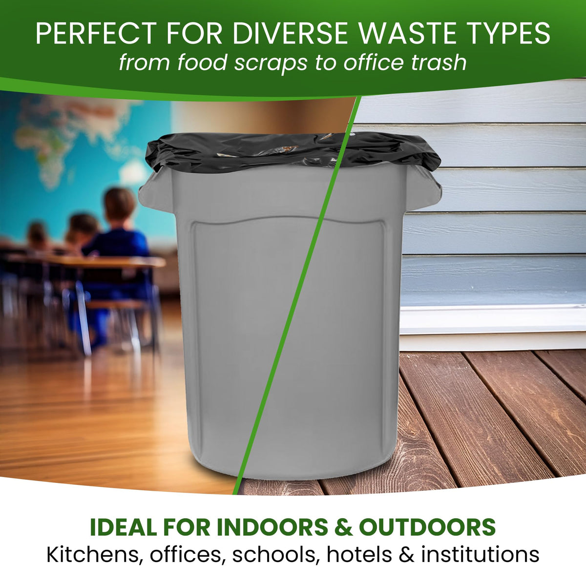 Black 40-45 Gallon Trash Bags, 200 Count K8394