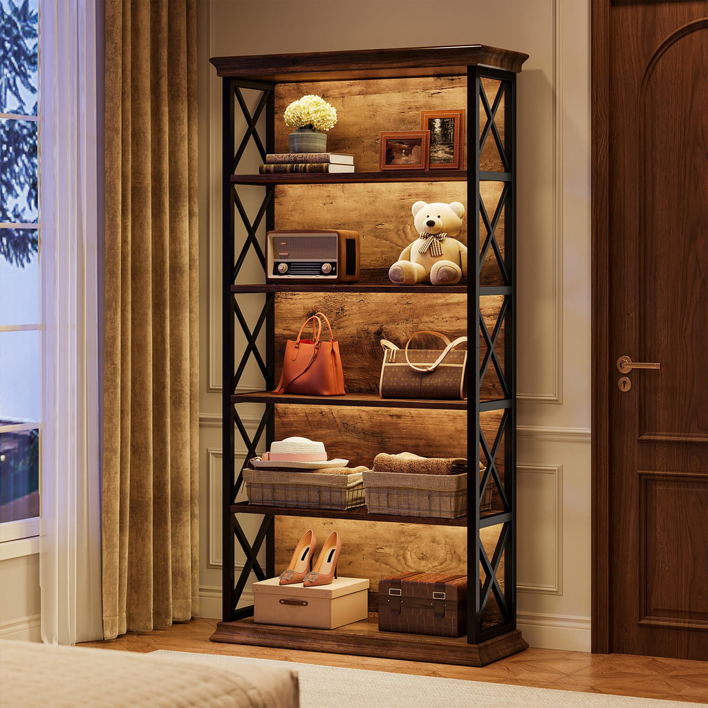 71-Inch 5-Tier Industrial Metal Bookcase I939