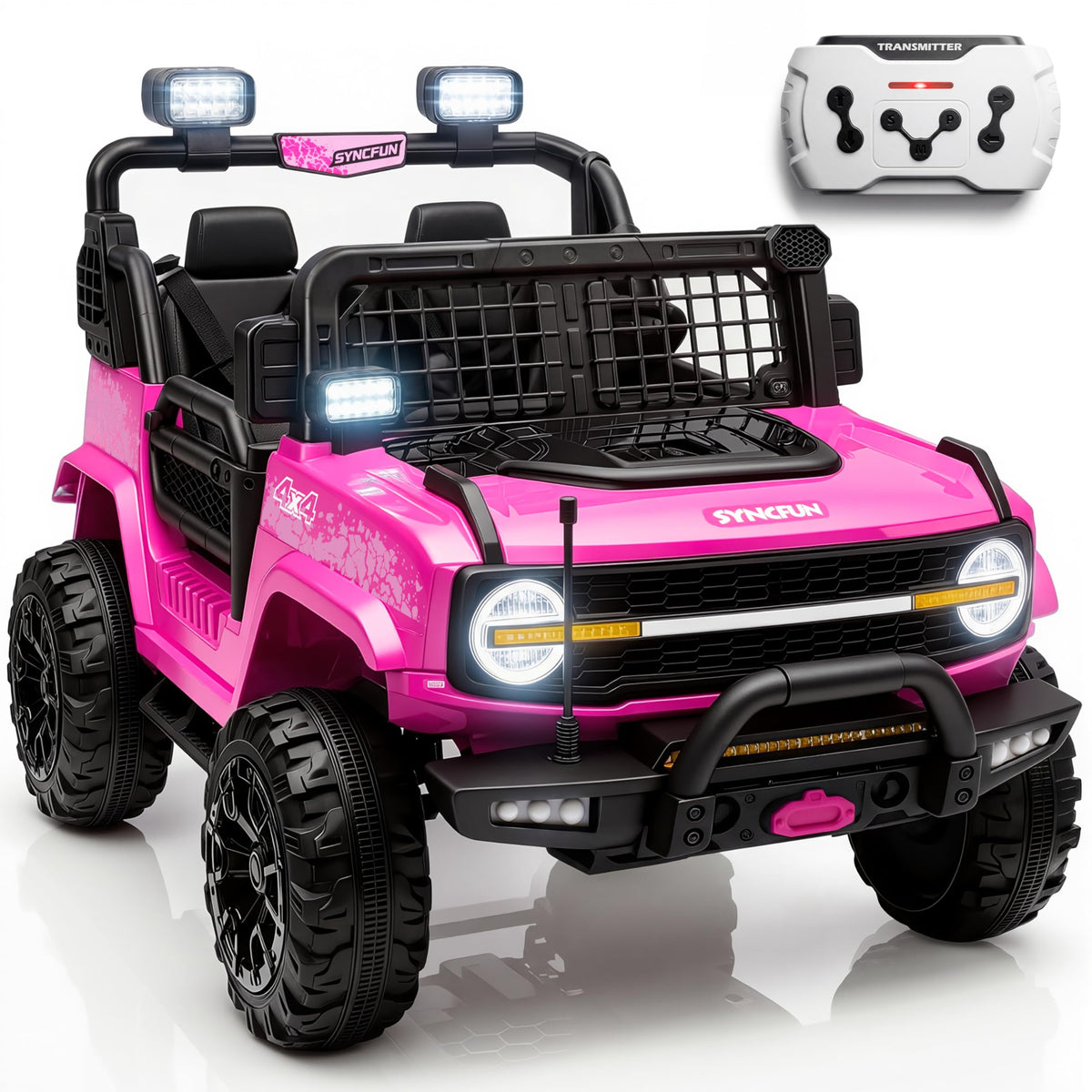 24V 2 Seater Ride On Car with Remote Control, 3 Speed Settings, All-Terrain Tires, LED Lights & Bluetooth Music, Up to 132 lbs, Pink N854508