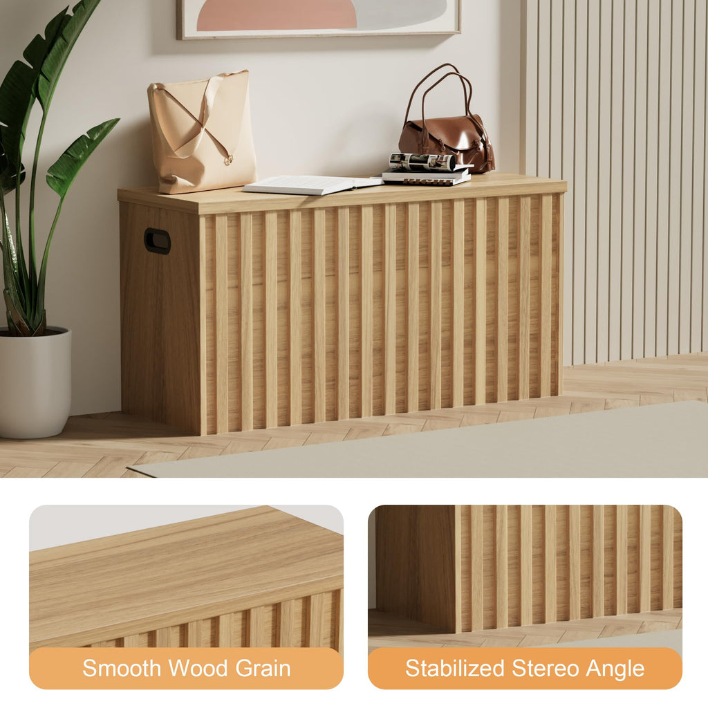 Wood Storage Bench with 2 Safety Hinges E2056