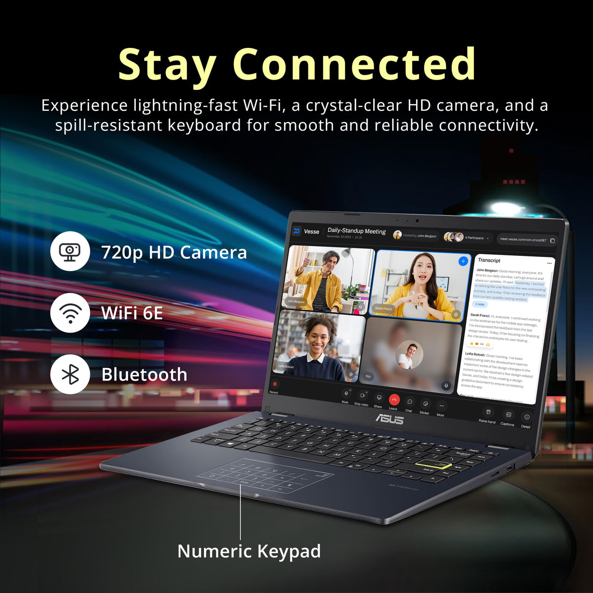 14" FHD Laptop, Intel Celeron N4500, 4GB RAM, 224GB Storage, Quiet Blue M23754