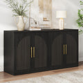 63" Black Wood Buffet Cabinet with Storage Y201