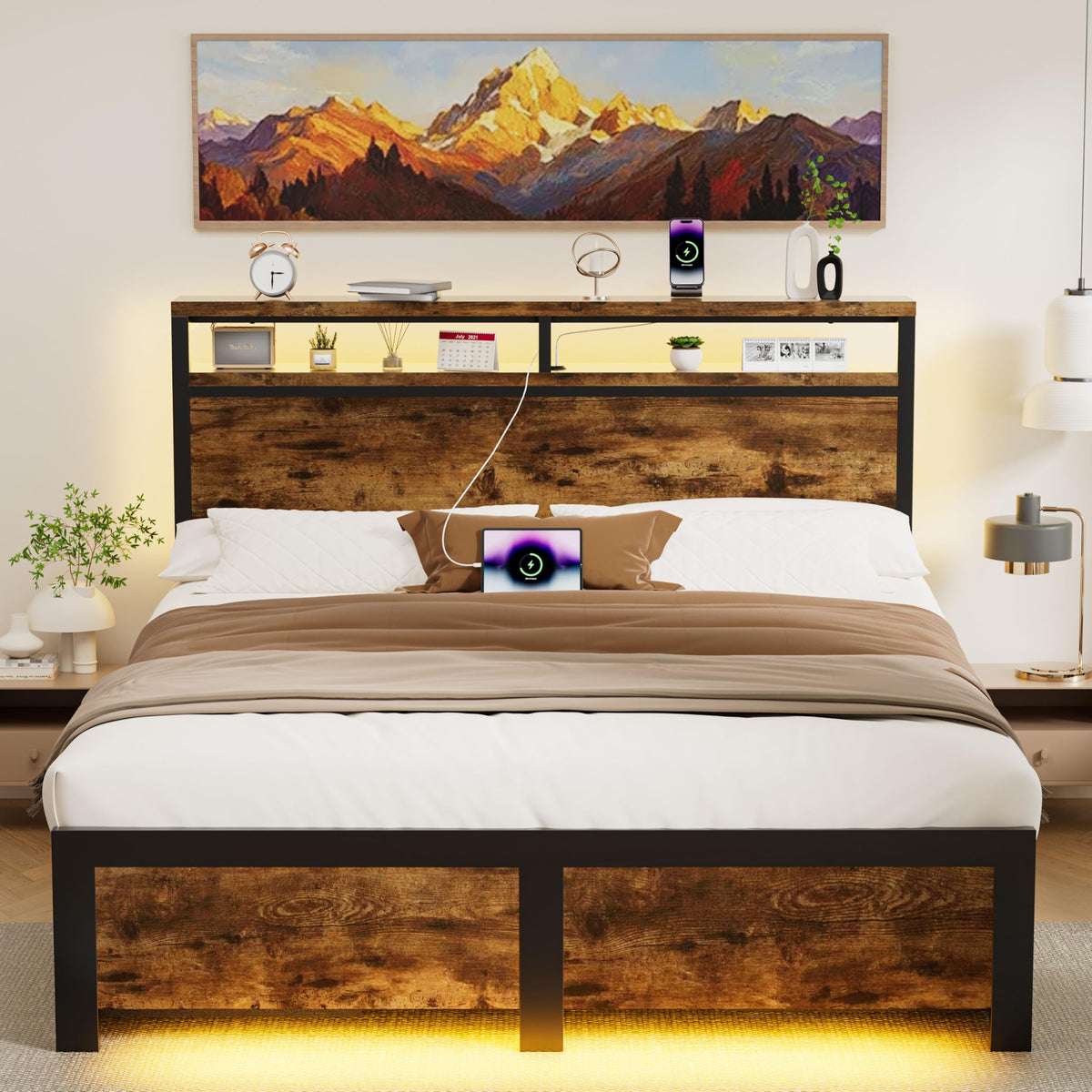 Full Bed Frame with 4 Storage Drawers H5987