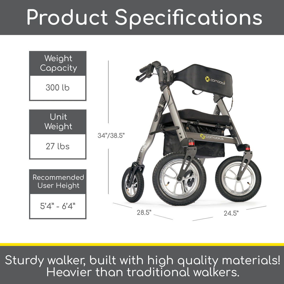 All Terrain Rolling Walker with Pneumatic Tires G7410
