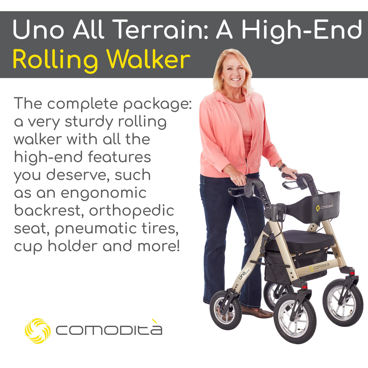 All Terrain Rolling Walker with Pneumatic Tires G7410