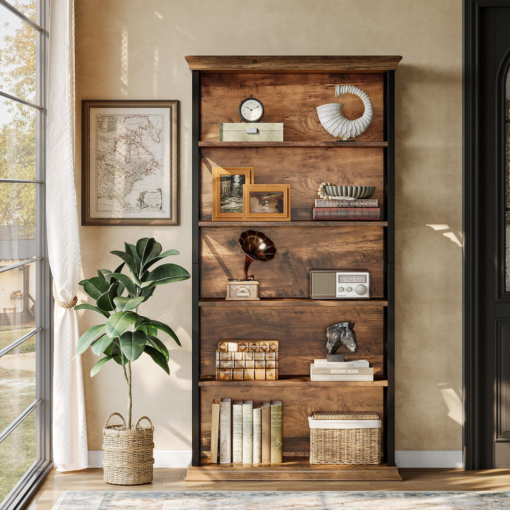 71-Inch 5-Tier Industrial Metal Bookcase I939