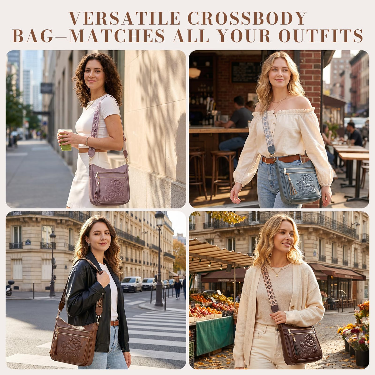 Vegan Leather Crossbody Bag W8805