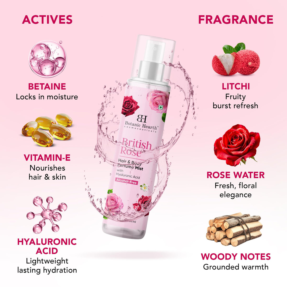 British Rose Body Spray & Hair Perfume 3.4oz T23197