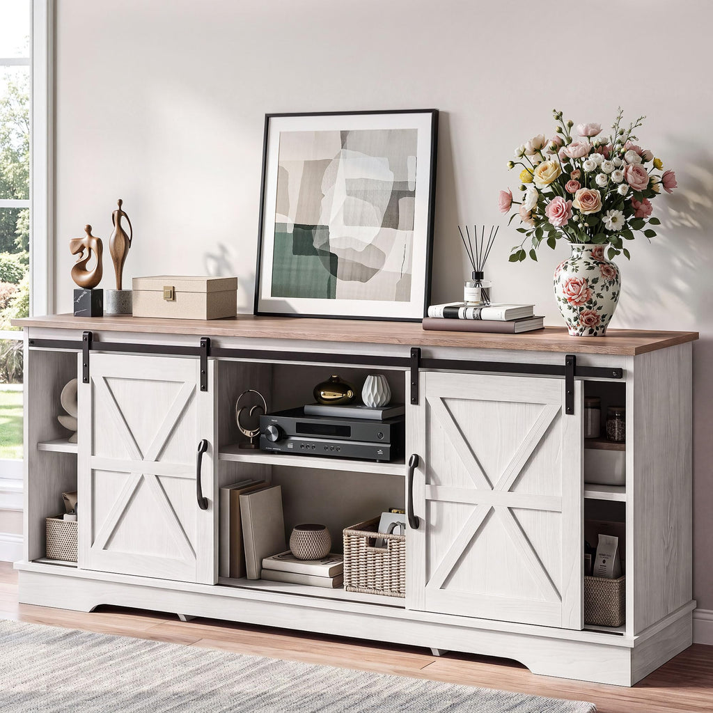 White Grey Wash TV Stand Q413