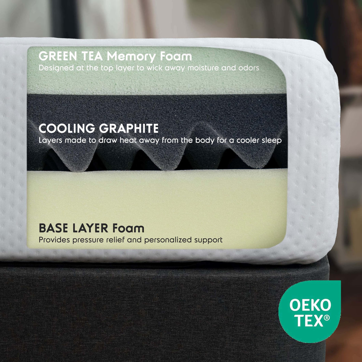 Green Tea 8 Inch Cooling Graphite Memory Foam Twin Mattress V183790